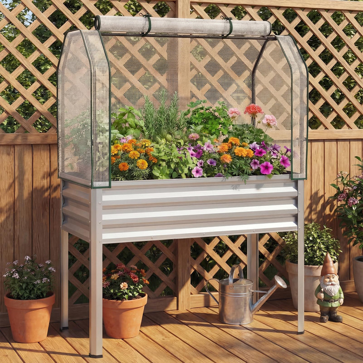 Lucktree Raised Garden Bed with Legs & Greenhouse Cover (1/2)