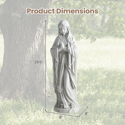 Lucktree Virgin Mary Praying Statue 29.5" | Blessed Mother Outdoor Religious Statue with Rosary Beads