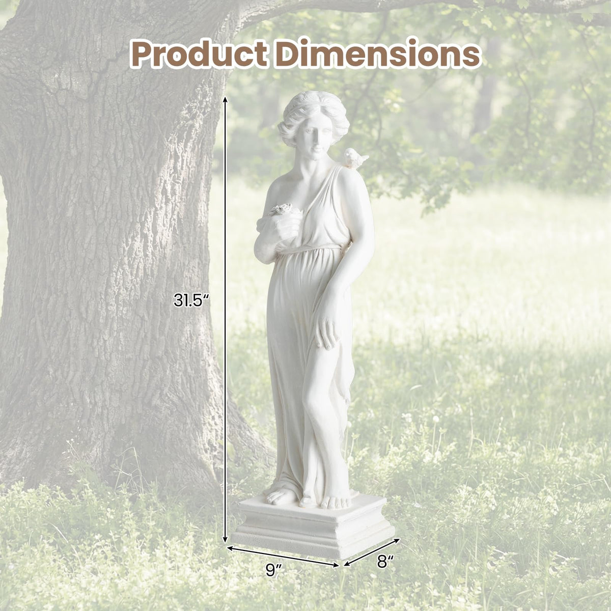 Lucktree 31.5" Greek Goddess Statue with Bird