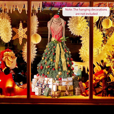 Lucktree 5ft Pre-Lit Dress Form Christmas Tree with Female Mannequin Torso & Scarf
