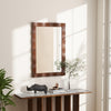 Lucktree 41.5" x 28" Farmhouse Wall Mirror, Rubber Wood Rustic Style Wall Mirror