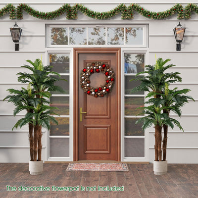 Lucktree 6.3 ft Tall Fake Tropical Plant with 45 + 3 Adjustable Leaves 3 Real Barks & Moss (2 Pack)