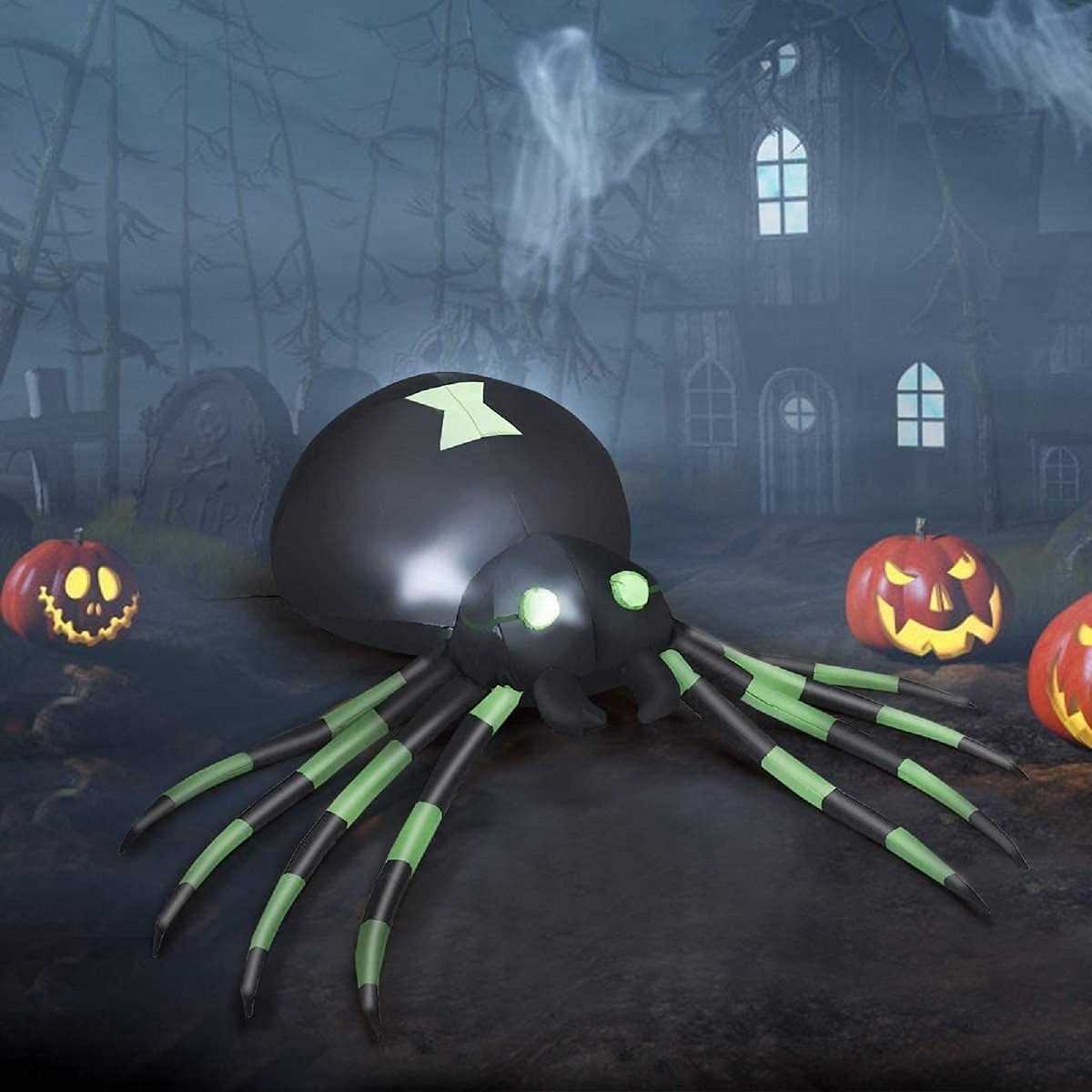 Lucktree 6 Ft Halloween Inflatable Spider, Spider with LED Lights Outdoor Indoor Halloween Decorations