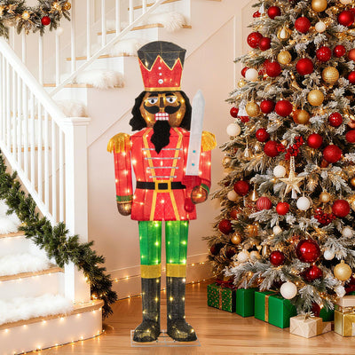 Lucktree 5 FT Lighted Christmas Nutcracker with Glitter Sword