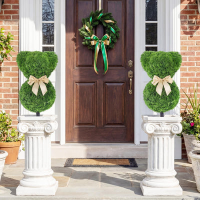 Lucktree 2 Pcs Teddy Bear Topiary Trees 16.5”Sun-Resistant Faux Boxwood Plants