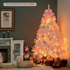 Lucktree 6FT Pink Pre-lit Christmas Tree, Hinged Snow Flocked Artificial Xmas Tree, Seasonal Holiday Decoration for Office Home