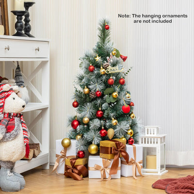 Lucktree 3ft Pre-Lit Mini Tabletop Christmas Tree with 30 Warm White LED Lights, Timer, 98 Flocked PVC & Pine Needles