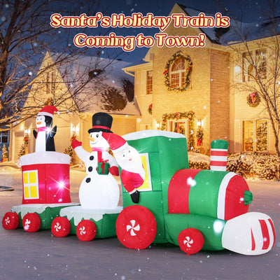 Lucktree 11.5 Ft Christmas Inflatable Train with Santa Snowman Penguin