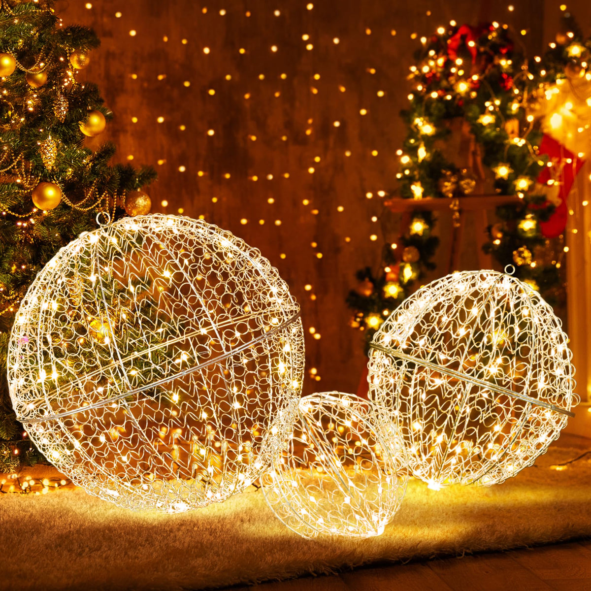 Lucktree 3 Pack Christmas LED Light Balls for Tree
