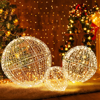 Lucktree 3 Pack Christmas LED Light Balls for Tree