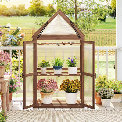 Lucktree Garden Cold Frame Mini Greenhouse Storage Shelves