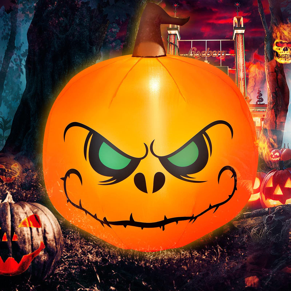4 Ft Halloween Inflatable Pumpkin with Build-in LED Lights & Blower