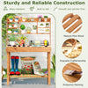Lucktree Outside Solid Wood Potting Table with Flip-up Tabletop