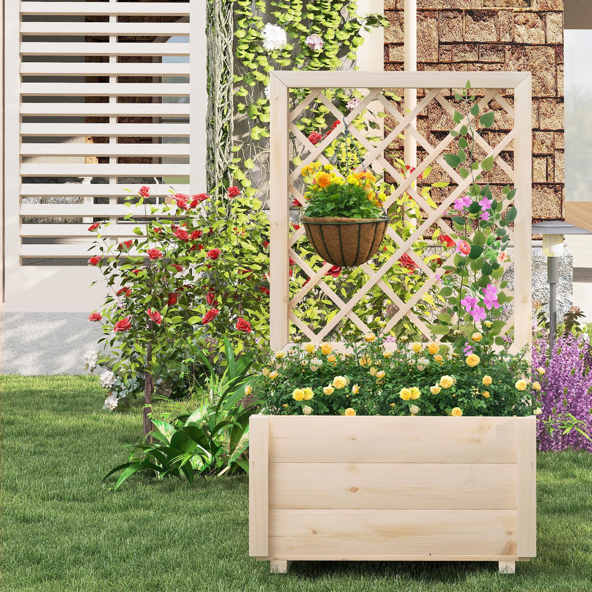 Lucktree Raised Garden Bed with Trellis (1/2)