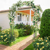 Lucktree Garden Arch Trellis, 60''W x 95''H Metal Arbor with Corrugated PE-Coated Steel Tubes for Climbing Plants Roses Ivy