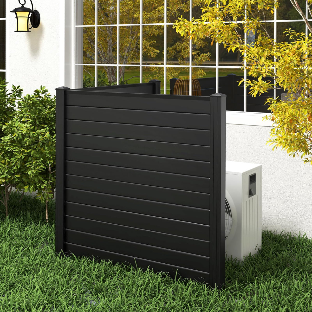Lucktree Air Conditioner Fence 2 Panels - 48''W x 48''H Outdoor Privacy Screen with Upgraded Metal Stakes