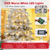 Lucktree Pre-Lit Snow Flocked Christmas Tree with Mixed Branch Tips & LED Lights
