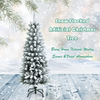 Lucktree Snow Flocked Pencil Christmas Tree, Hinged Artificial Slim Xmas Tree - LucktreeUS