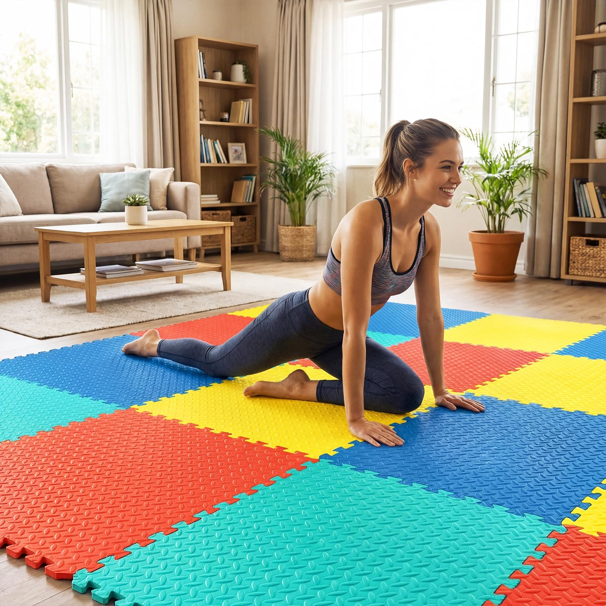 Lucktree Puzzle Exercise Mats | 0.5" Thick EVA Interlocking Foam Floor Tiles for Protective
