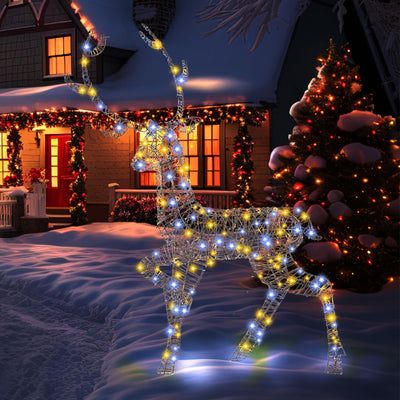 Lucktree 4.6 FT Pre-Lit Christmas Reindeer, 3D Buck Decoration with 300 Bright LED Lights
