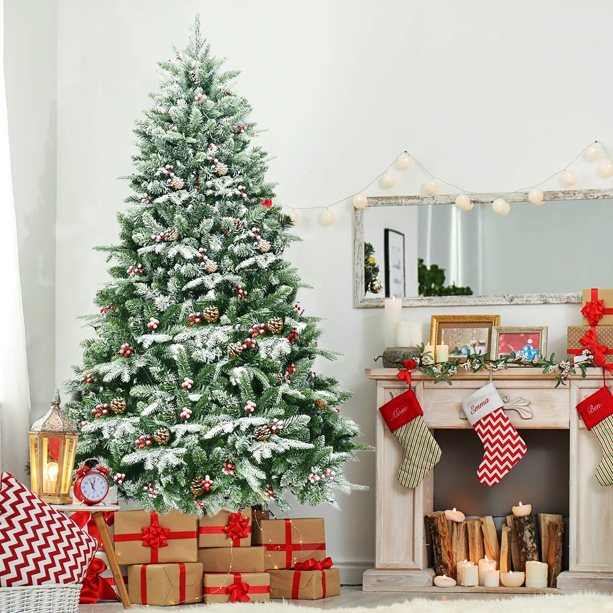 Lucktree 6.5FT Snow Flocked Christmas Tree - LucktreeUS