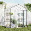 Lucktree Walk-in Greenhouse w/ 3 Tiers 4 Shelves, 4 Ground Stakes & Ropes, PVC Cover