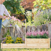 Lucktree Raised Garden Bed with Trellis, Set of 2 Wood Shallow & Deep Planter Box for Climbing Plants