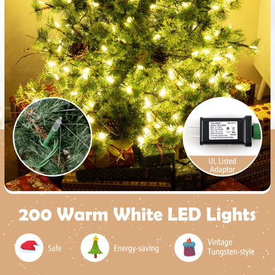 Lucktree Cashmere Christmas Tree with Pine Needles LED Lights with Bulb Cover