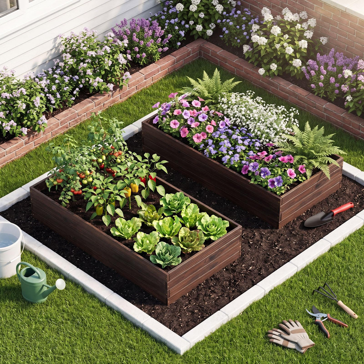 Lucktree 45" x 23" Fir Wood Raised Garden Bed (1/2)