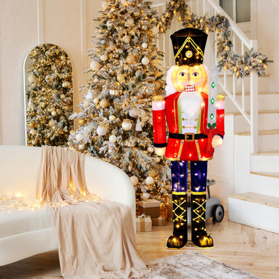 Lucktree 5 FT Christmas Lighted Nutcracker with Glitter Sword