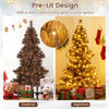 Lucktree 6 FT Pre-Lit Chocolate-Color Xmas Tree with 493 Pine Needles & PVC Tips