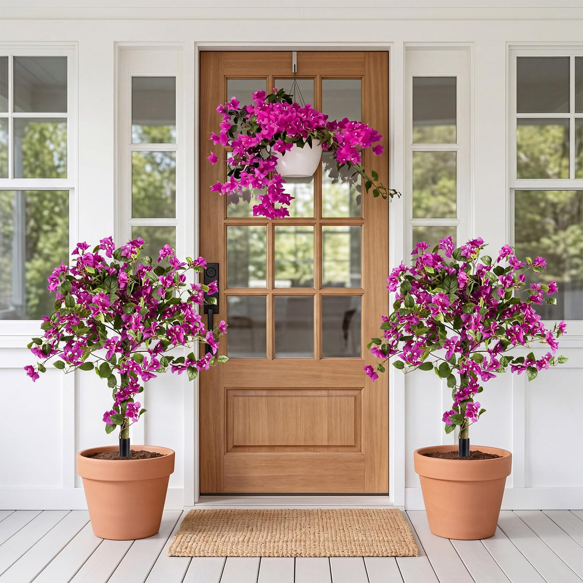 Lucktree 2 Pack Artificial Bougainvillea Trees | 43.5" Sun-Protective Fake Silk Floral Plants