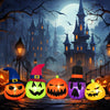 Lucktree 9 FT Inflatable Halloween Pumpkin Patch Family, Blow up Yard Decoration with Built-in LED Lights and Witch Hats