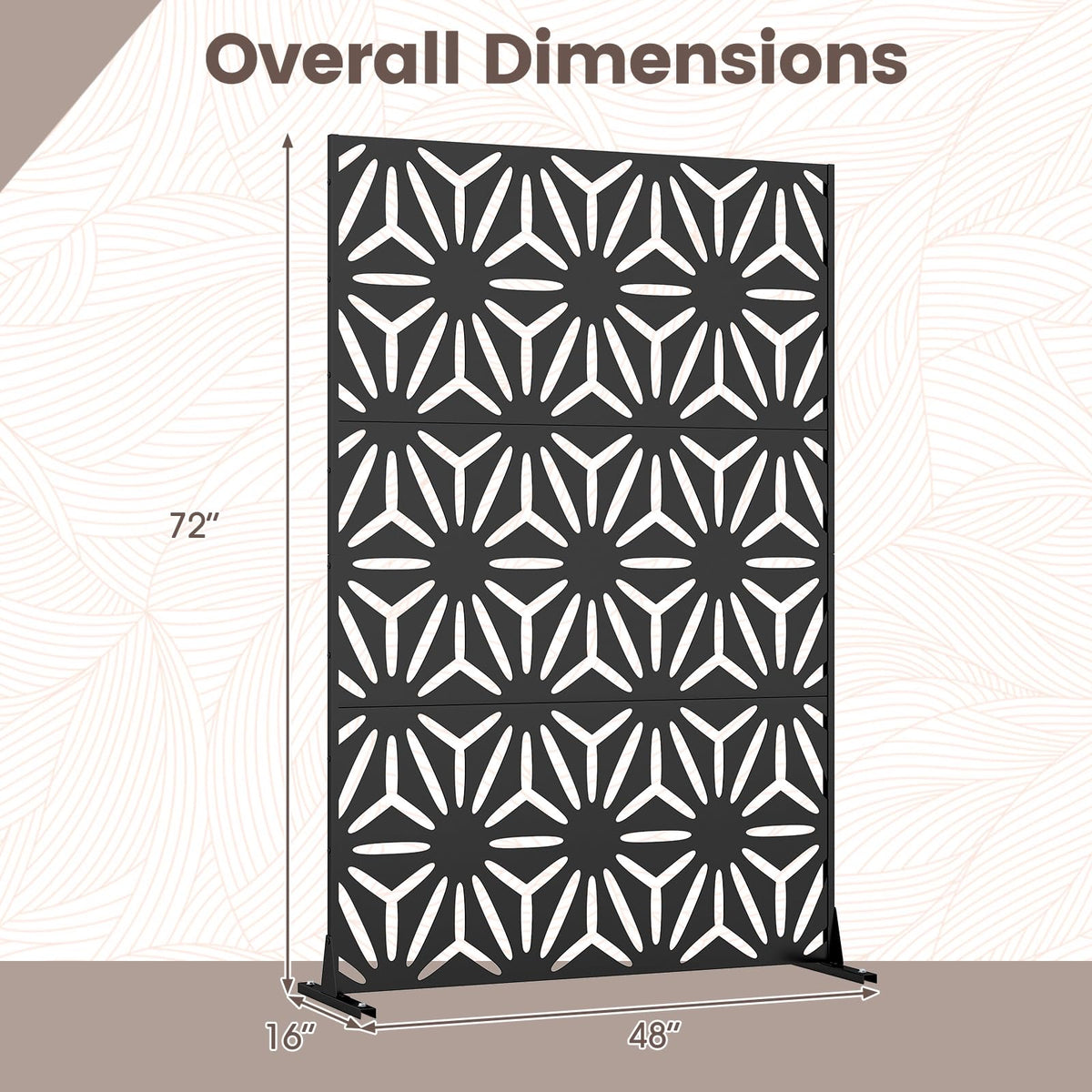 Lucktree 72''H x 48''W Freestanding Metal Privacy Screen with Stable Legs