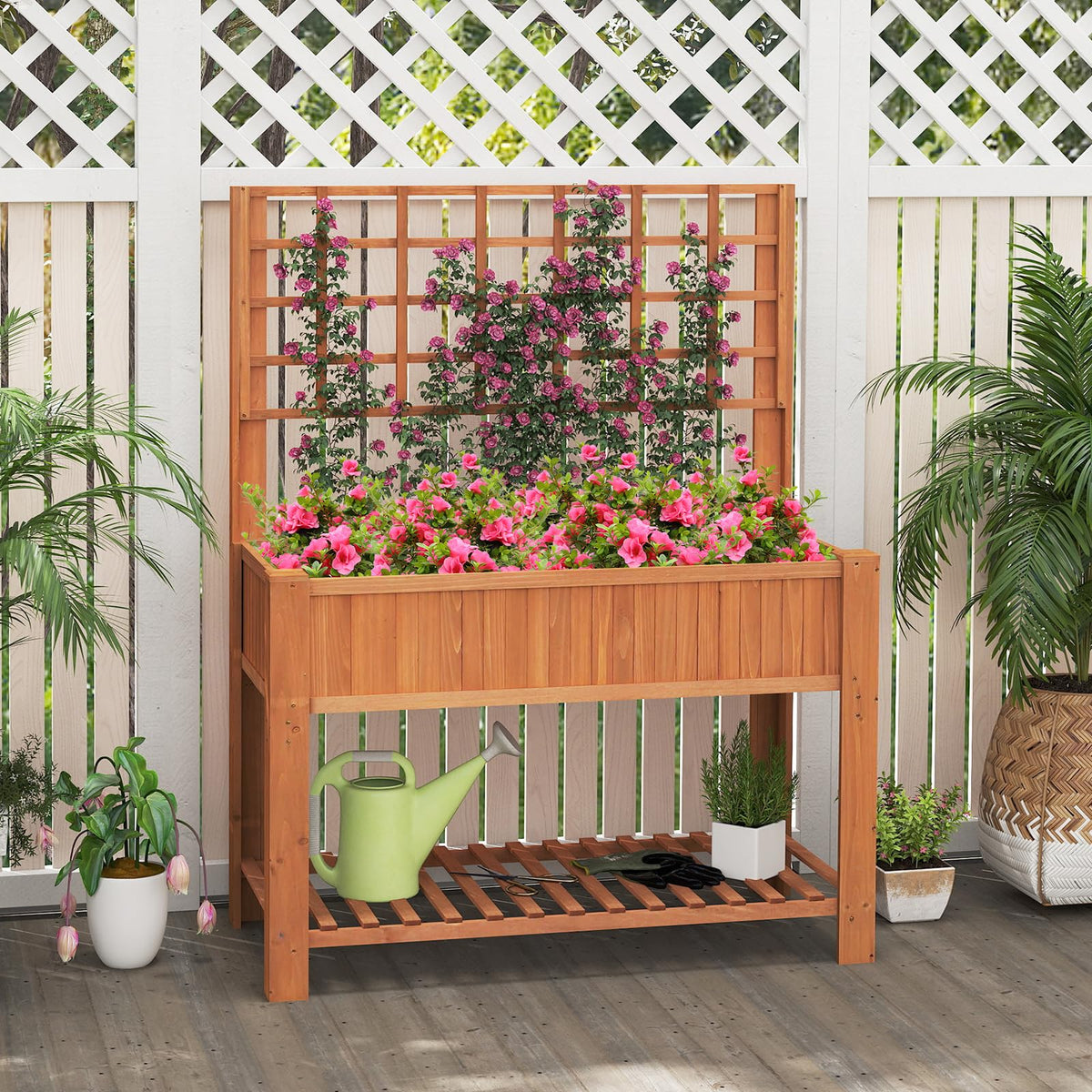 Lucktree Raised Garden Bed with Trellis