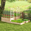 Lucktree Raised Garden Bed with Trellis, Set of 2 Wood Shallow & Deep Planter Box for Climbing Plants