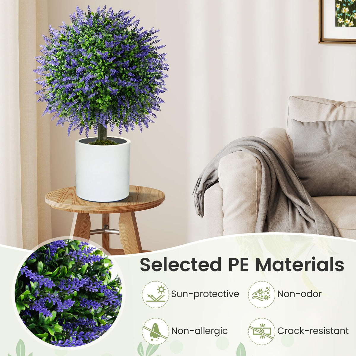 Lucktree 22'' Artificial Wisteria Topiary Ball Tree with Vivid Wisteria
