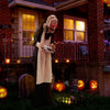 Lucktree 5.2FT Halloween Animated Standing Greeter Old Lady with Candy Dish