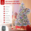 Lucktree 7ft Pre-Lit Snow Flocked Christmas Tree, Artificial Hinged Full Xmas Tree with 350 Multicolored LED Lights
