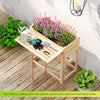 Lucktree Wood Raised Garden Bed w/Folding Drop-Leaf Potting Table