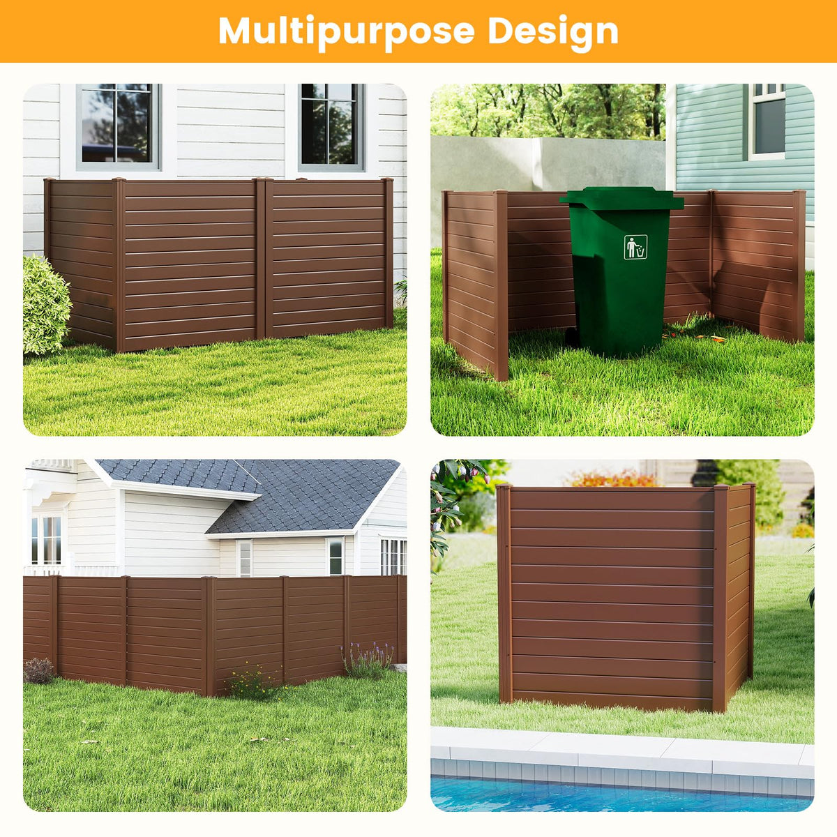 Lucktree Air Conditioner Fence 2/4 Panels - 48''W x 48''H Outdoor Privacy Screen with Upgraded Metal Stakes