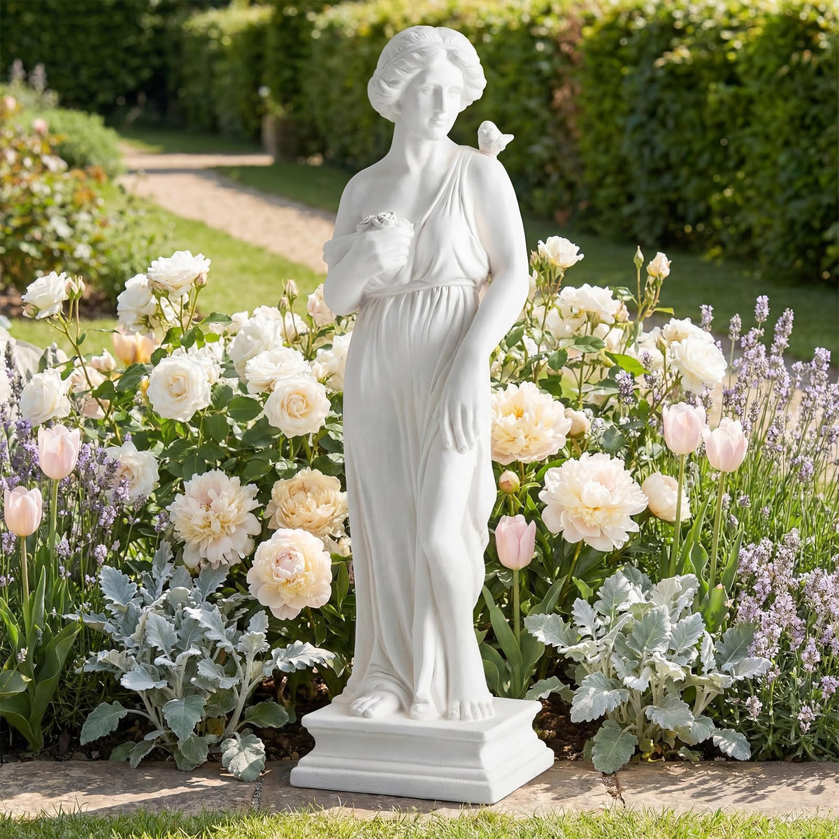 Lucktree 31.5" Greek Goddess Statue with Bird