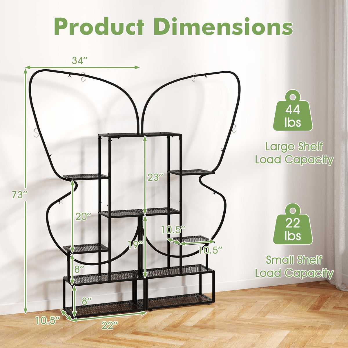 Lucktree 2 Pack 6-Tier Butterfly-Shaped Plant Stand Indoor