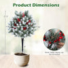 Lucktree 27.5" Faux Pine Needle Bushes with Ground Spikes | Artificial Cedar Topiary Ball Trees Set of 2