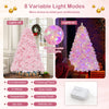 Lucktree 6FT Pink Pre-lit Christmas Tree, Hinged Snow Flocked Artificial Xmas Tree, Seasonal Holiday Decoration for Office Home