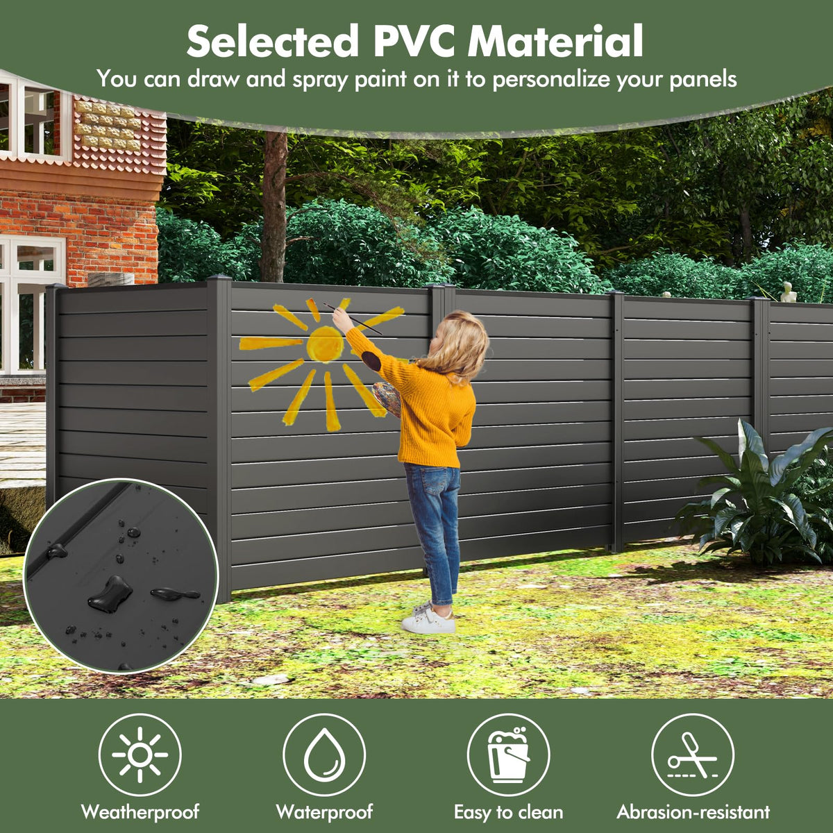 Lucktree Air Conditioner Fence 2 Panels - 48''W x 48''H Outdoor Privacy Screen with Upgraded Metal Stakes