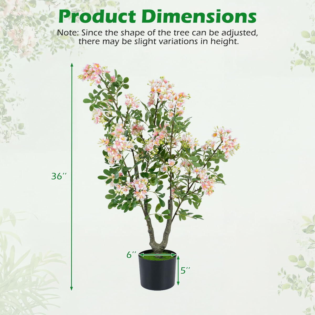 Lucktree 36" Artificial Impatiens Blossom Tree w/Mini Fruits & Faux Grass