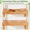 Lucktree Outside Solid Wood Potting Table with Flip-up Tabletop