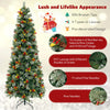 Lucktree 7.5ft Pre-Lit Artificial Christmas Tree, Hinged Xmas Tree with 1096 PVC & Pine Needles
