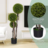 Lucktree 4ft Artificial Boxwood Topiary Ball Tree, Faux Potted Plants Cypress Tree in Weighted Pot with Triple Ball